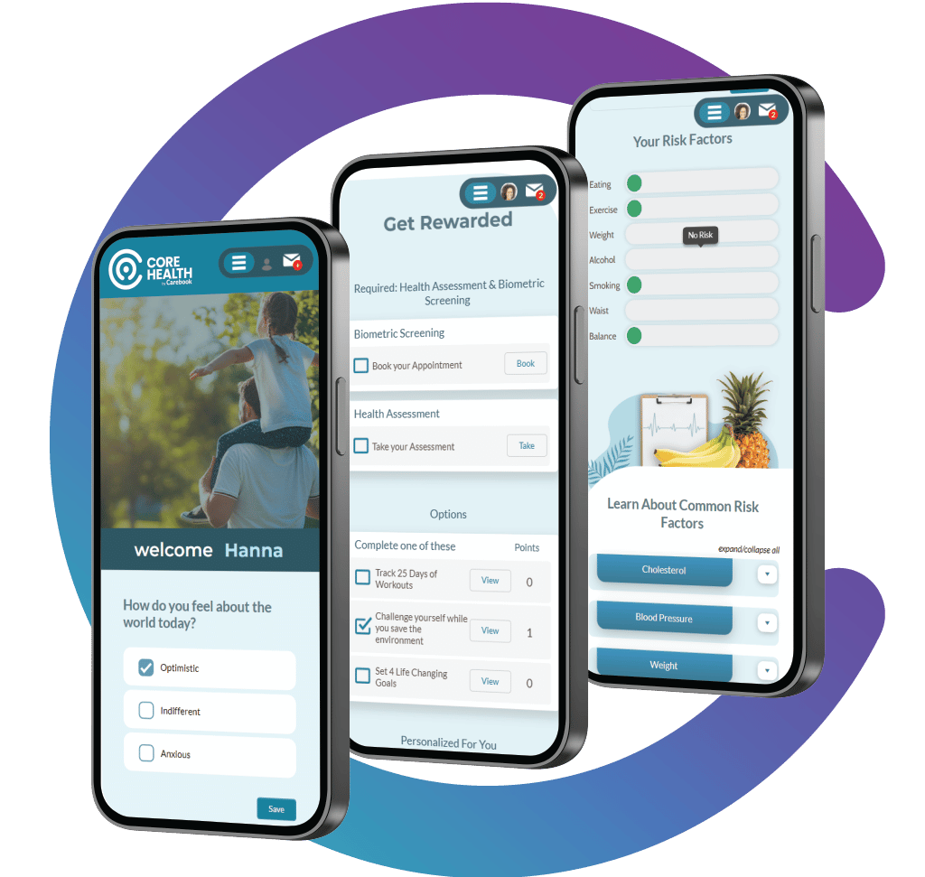 CoreHealth Digital Platform on 3 Mobile Devices