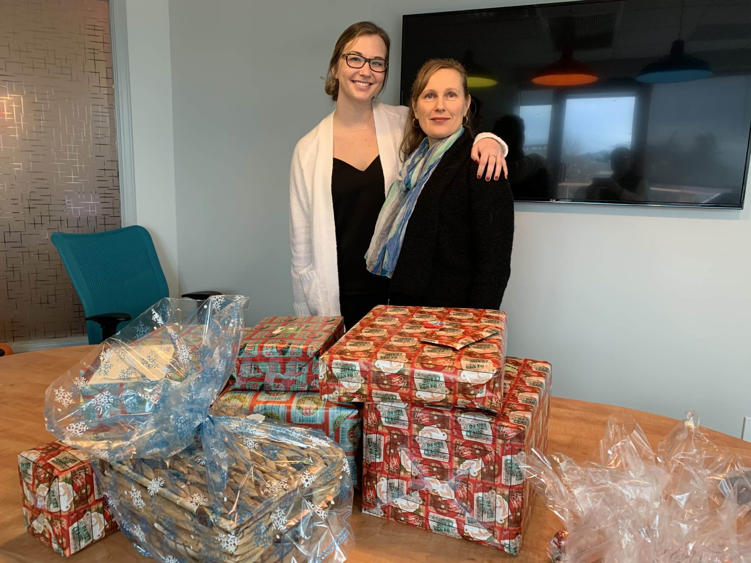 Maddy and Cindy with Gifts for Family