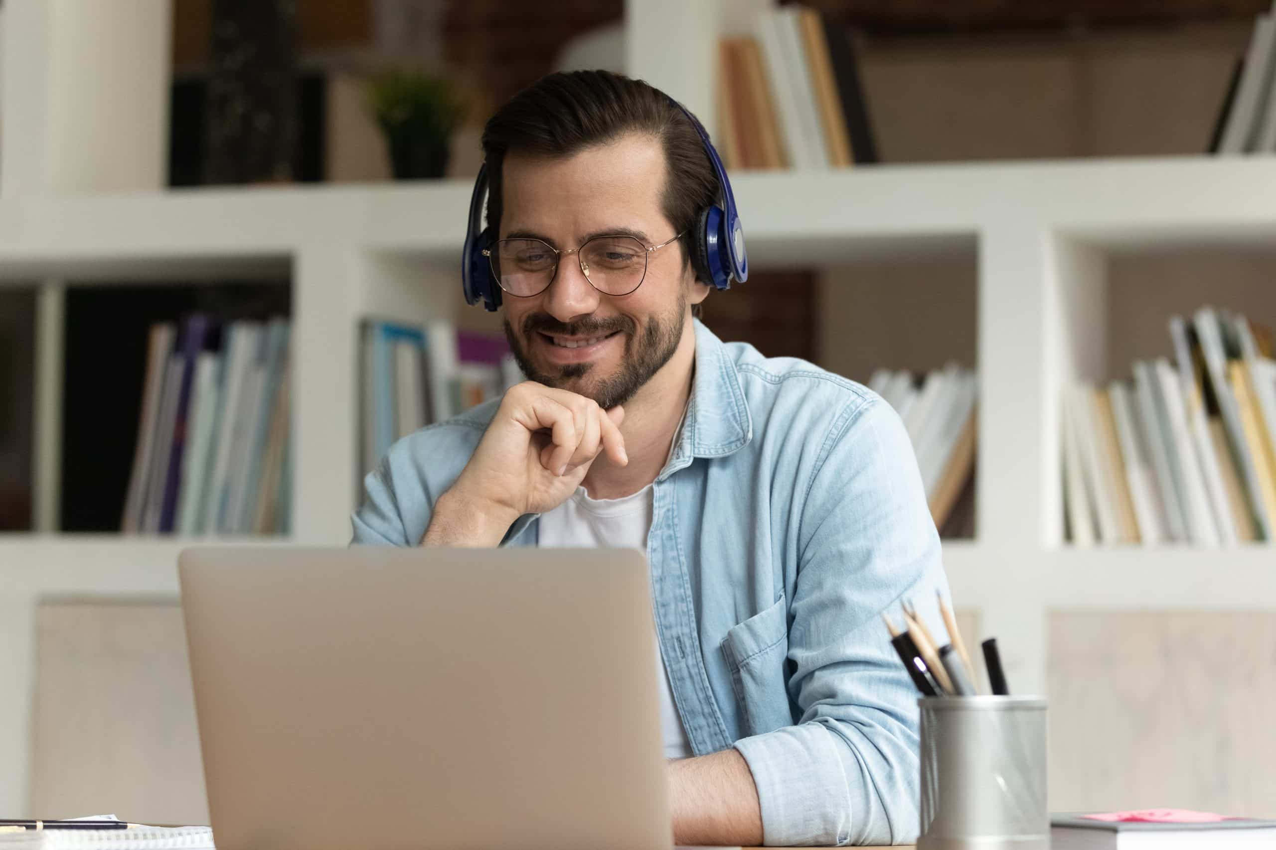 Hybrid employee working at computer