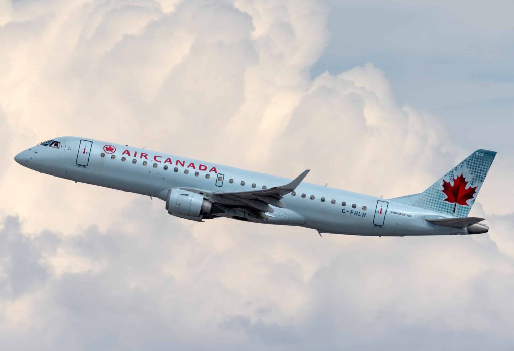 Las Vegas, Nevada, USA - May 8, 2013: Air Canada Embraer ERJ-190 regional airliner jet taking off from McCarran International Airport in Las Vegas.