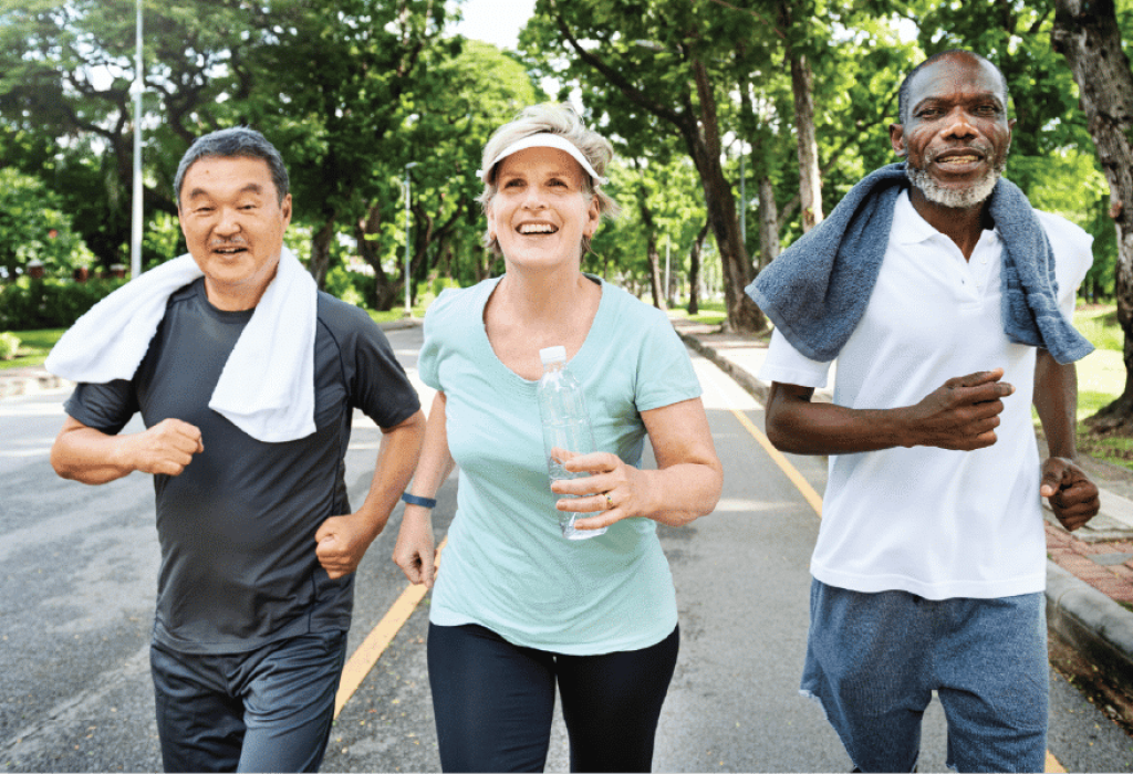 Group of 3 Running Outdoors